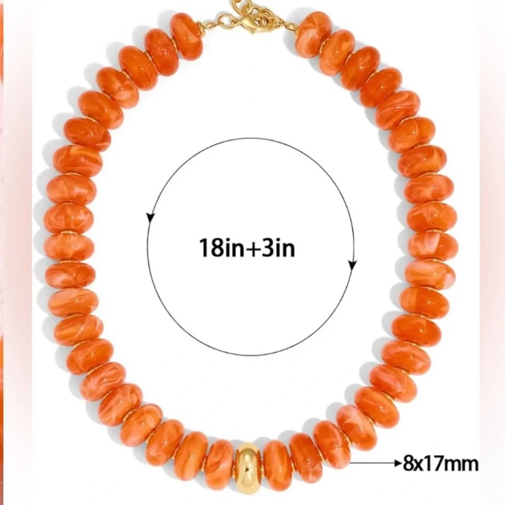 Statement Orange Beaded Necklace new